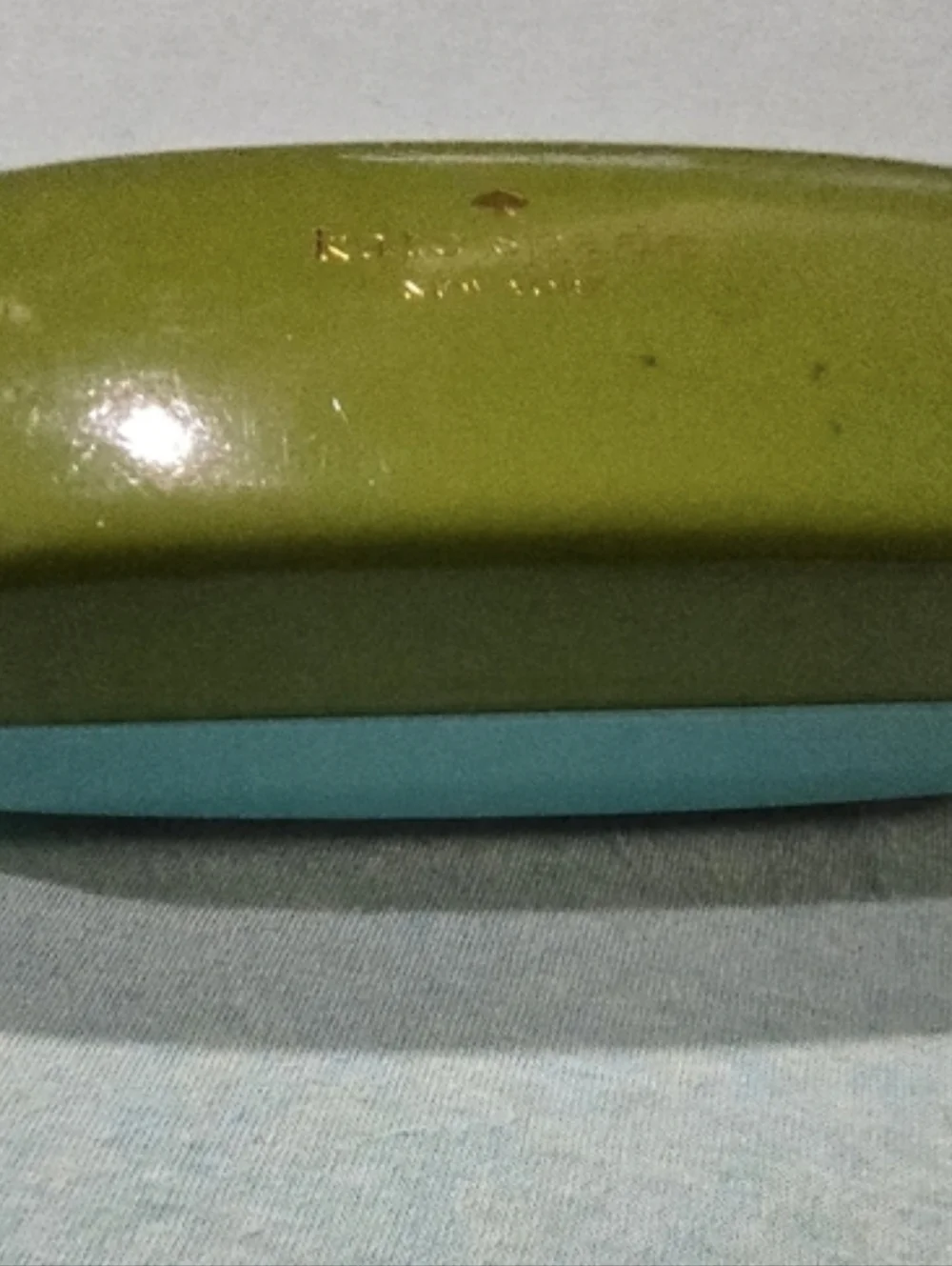 Kate Spade New York Green & Blue Hard Shell Eyeglass Case Logo  W/ New Cloth
